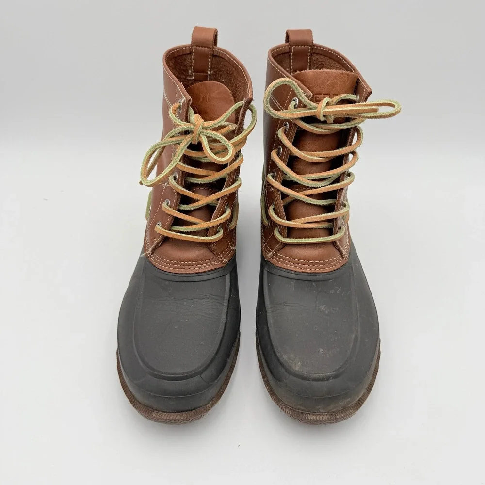 Sperry Decoy Duck Rain Boots Men 9M Brown Waterproof Leather STS13457